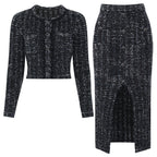 Bouclé Knit Cardigan & Midi Skirt Co-Ord Set