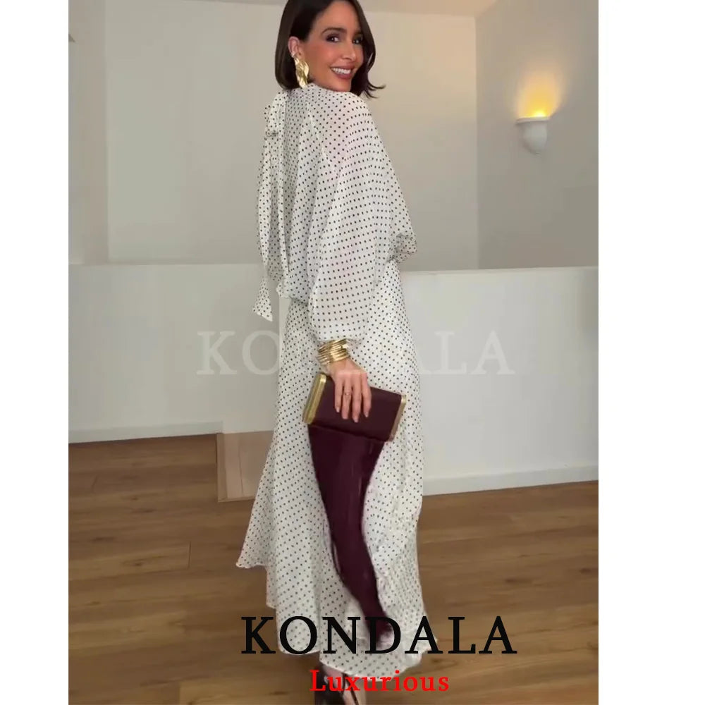 Two-Piece High-Neck Blouse and A-Line Skirt Co-ord Set