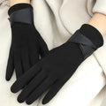 MaisonLorne™ Smart Black Gloves with Leather-Effect Cross Detail