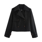 Cropped Double-Breasted Trench Jacket