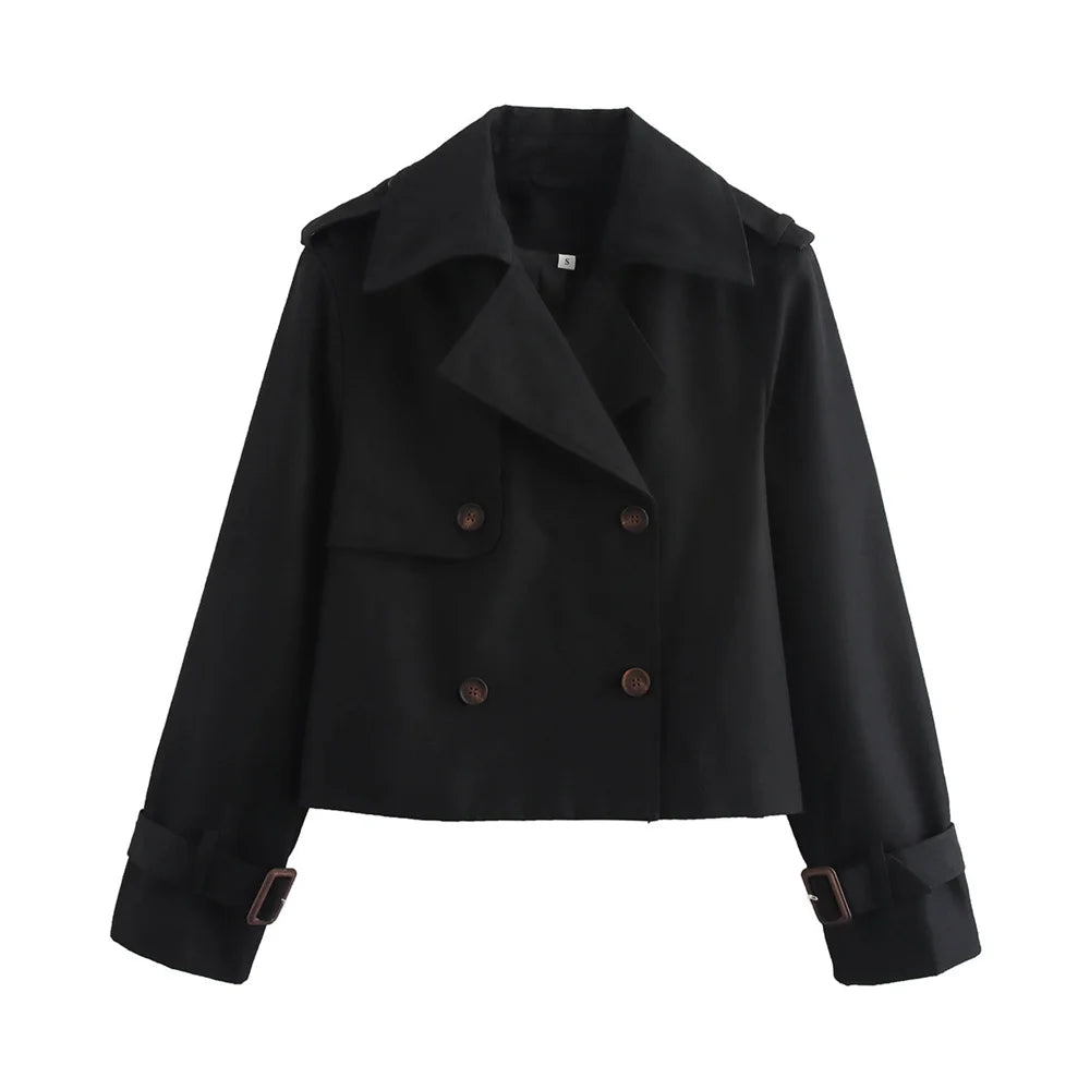 Cropped Double-Breasted Trench Jacket