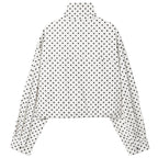 High-Neck Cropped Bomber Jacket with Adjustable Drawstring