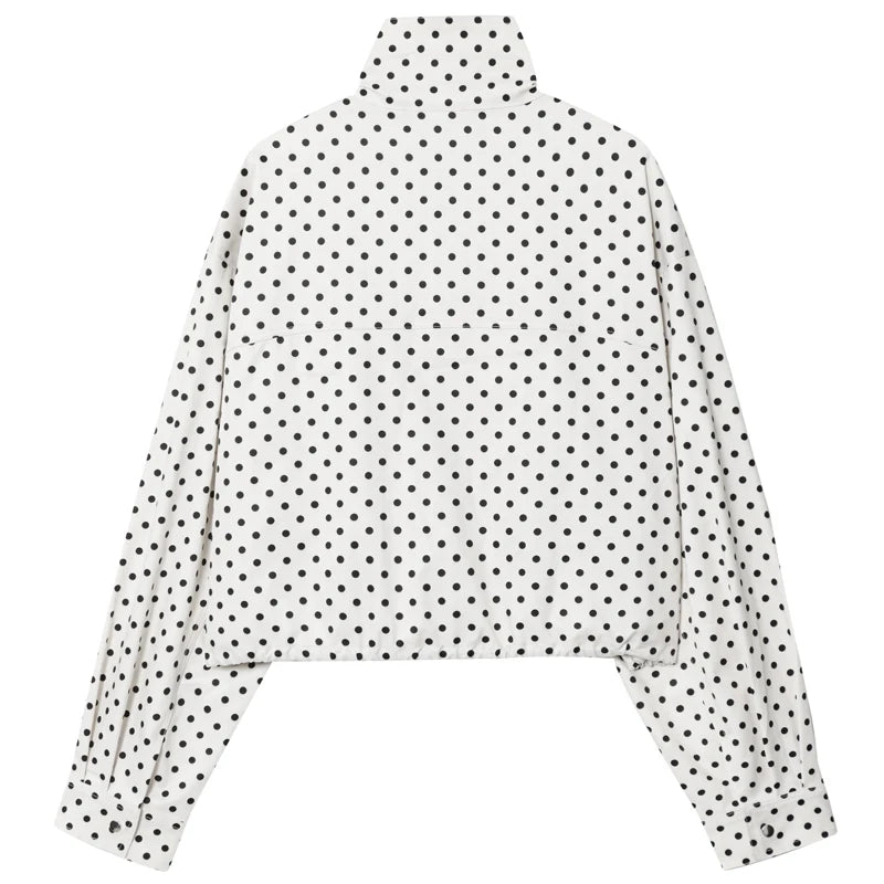 High-Neck Cropped Bomber Jacket with Adjustable Drawstring