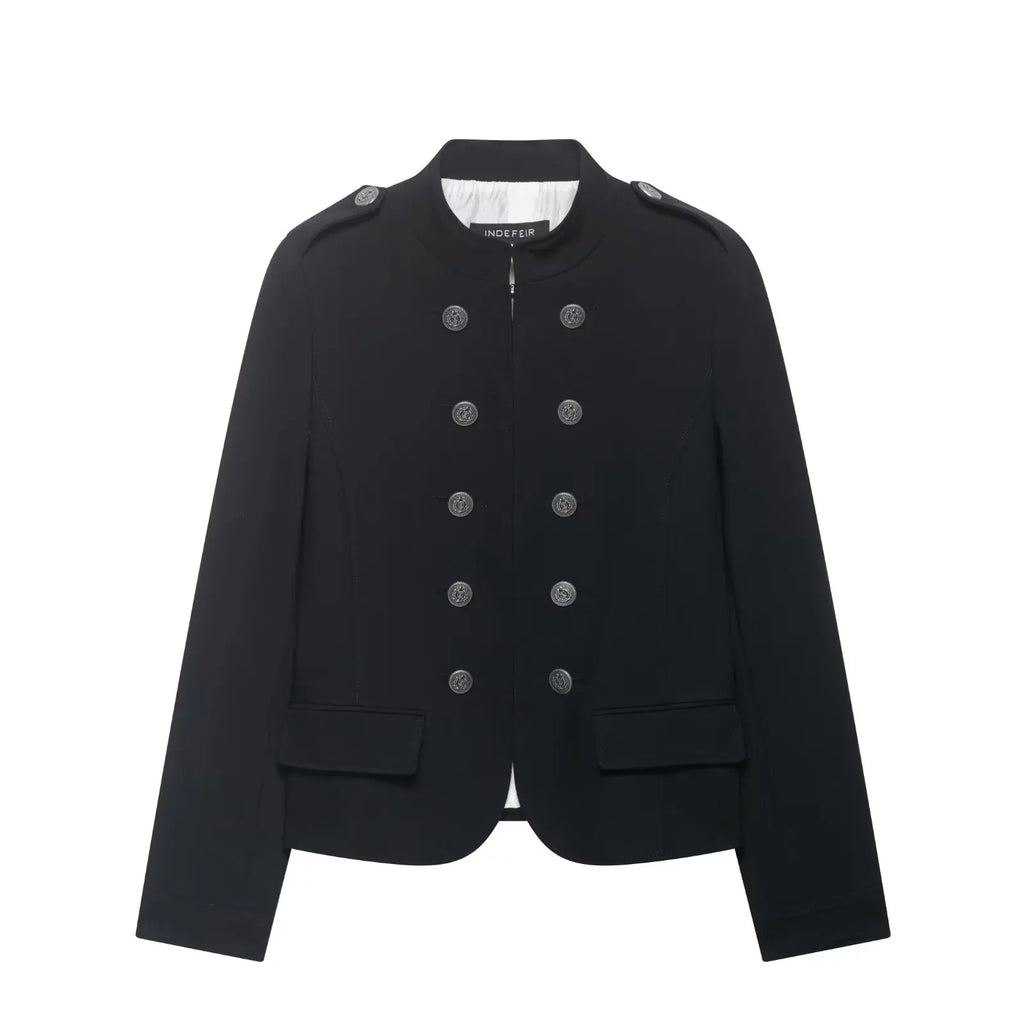 Atelier Rue Cropped Blazer — Double Jewel Buttons