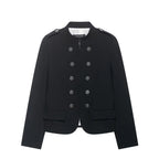 Atelier Rue Cropped Blazer — Double Jewel Buttons