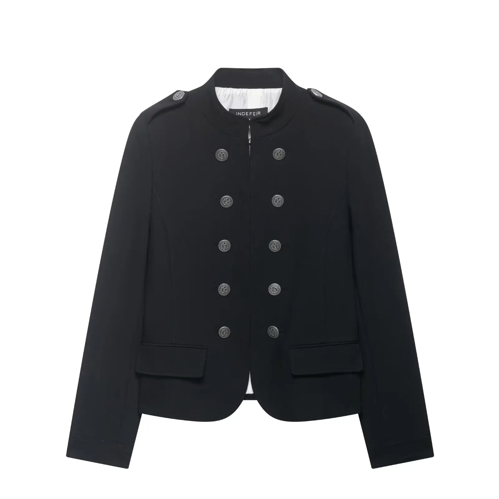 Atelier Rue Cropped Blazer — Double Jewel Buttons