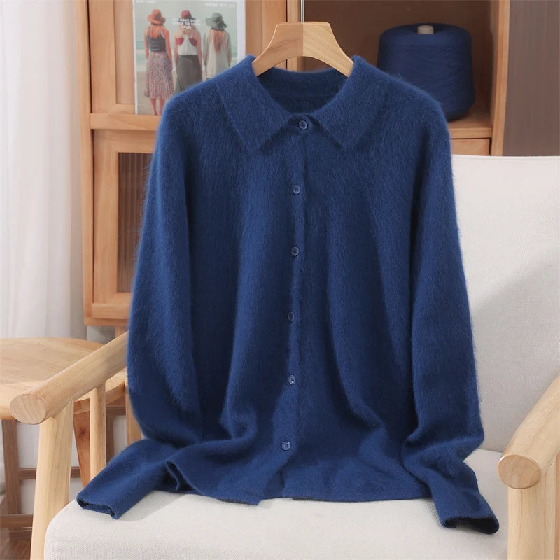 Alpaca‑Blend Collared Cardigan Chelsea