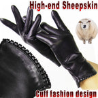 Women's Sheepskin Gloves Autumn and Winter Warm Leather Gloves Fashion 2025 New Ladies Leather Gloves Outdoor Driving Gloves