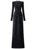 Maxi Dress Embellished High Neck