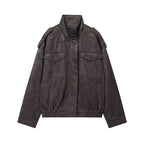 Suede-Effect Oversized Bomber Jacket