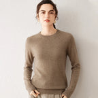 Women's 100% Pure Cashmere Sweater 2025 Fall Winter Crew Neck Long Sleeve Warm Soft Knitted Pullover New Knit Tops Women Clothes