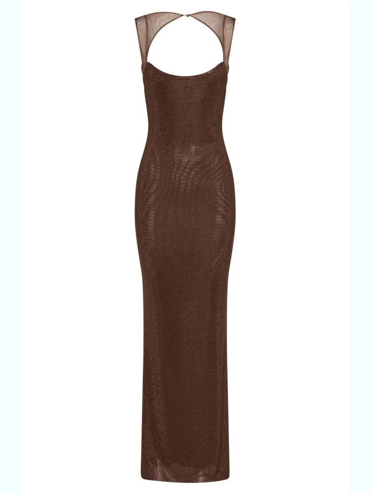 Sheer embellished maxi dress