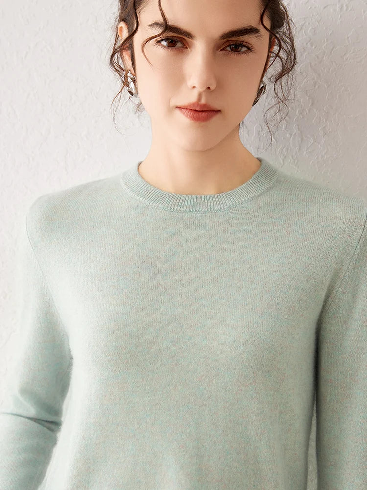 Women's 100% Pure Cashmere Sweater 2025 Fall Winter Crew Neck Long Sleeve Warm Soft Knitted Pullover New Knit Tops Women Clothes