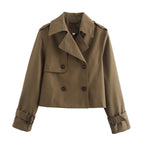 Cropped Double-Breasted Trench Jacket