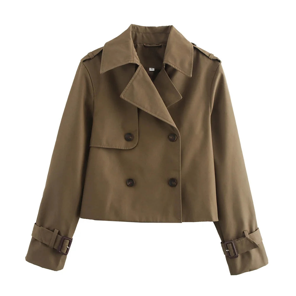 Cropped Double-Breasted Trench Jacket