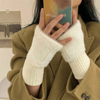 Knit & Plush Fingerless Gloves