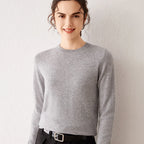Women's 100% Pure Cashmere Sweater 2025 Fall Winter Crew Neck Long Sleeve Warm Soft Knitted Pullover New Knit Tops Women Clothes