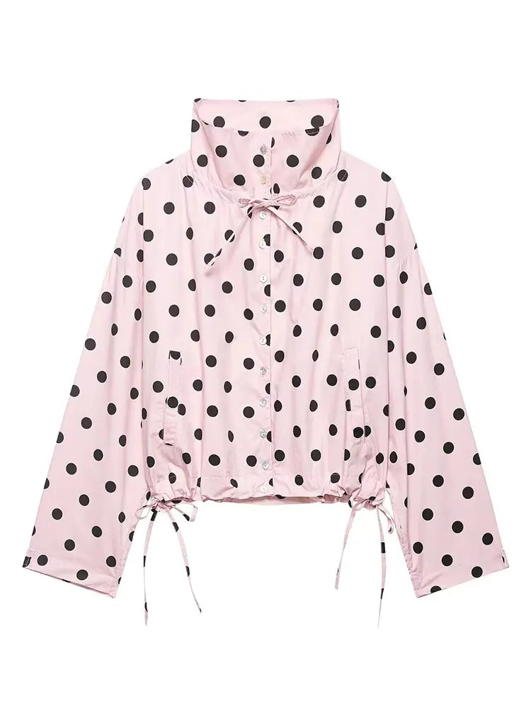 The Polka Dot Blouse with Drawstring Detail