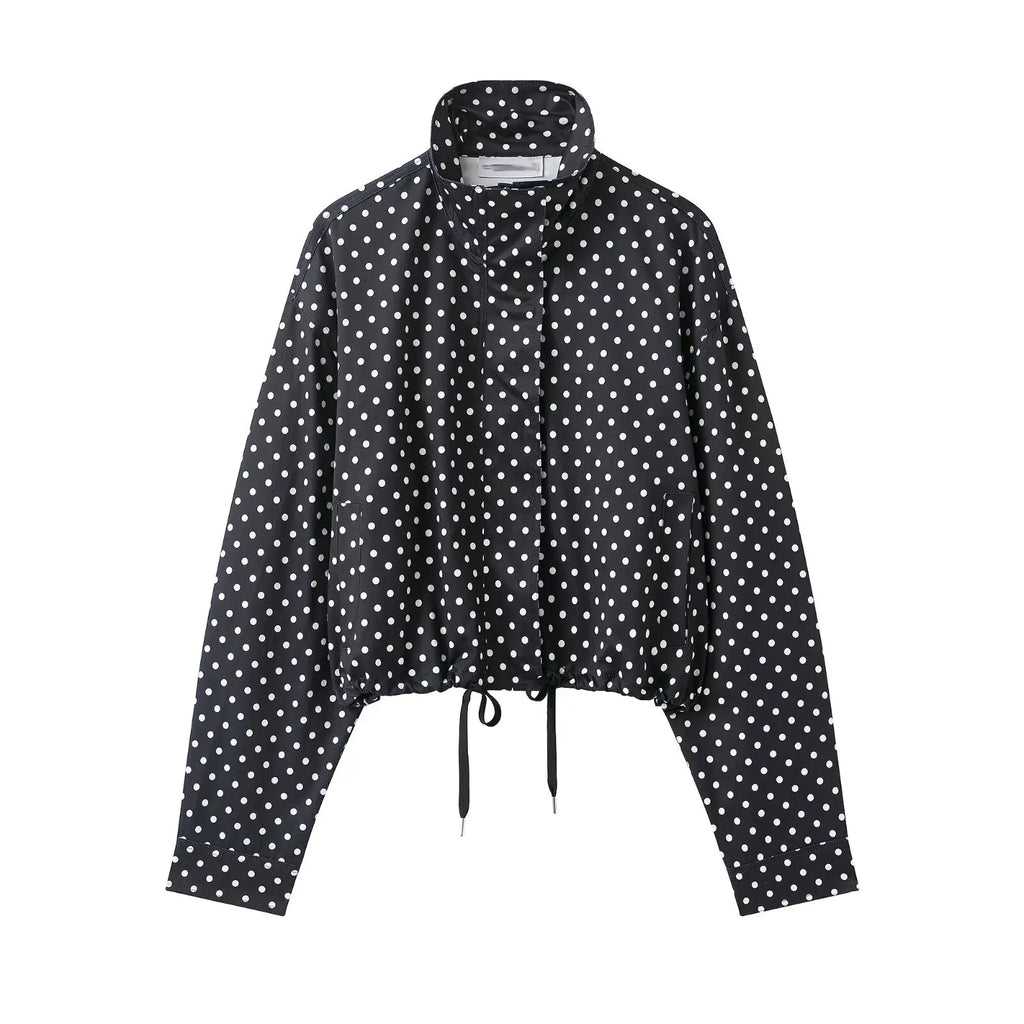 The Polka Dot Blouse with Drawstring Detail