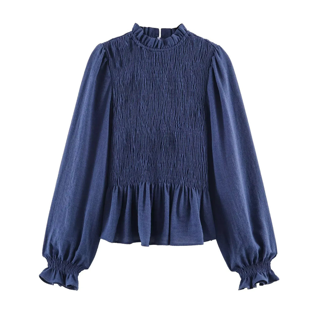 The Smocked Ruffled Blouse with Balloon Sleeves