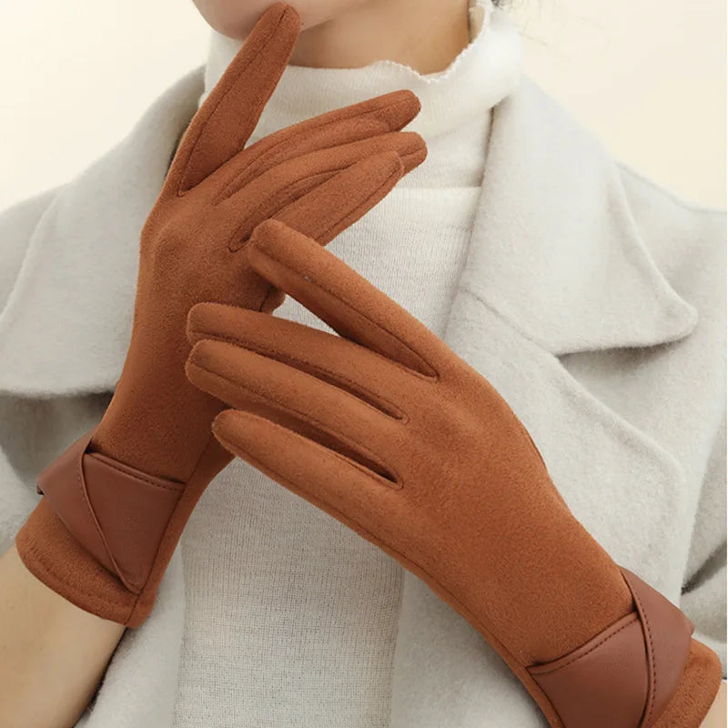 MaisonLorne™ Smart Black Gloves with Leather-Effect Cross Detail