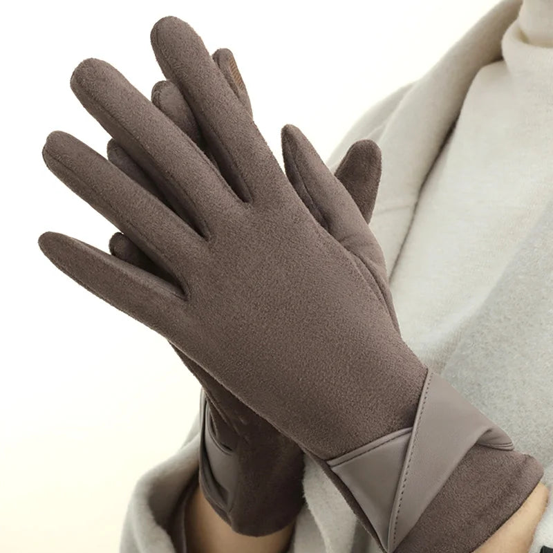 MaisonLorne™ Smart Black Gloves with Leather-Effect Cross Detail