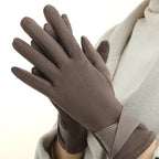 MaisonLorne™ Smart Black Gloves with Leather-Effect Cross Detail