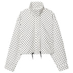 High-Neck Cropped Bomber Jacket with Adjustable Drawstring