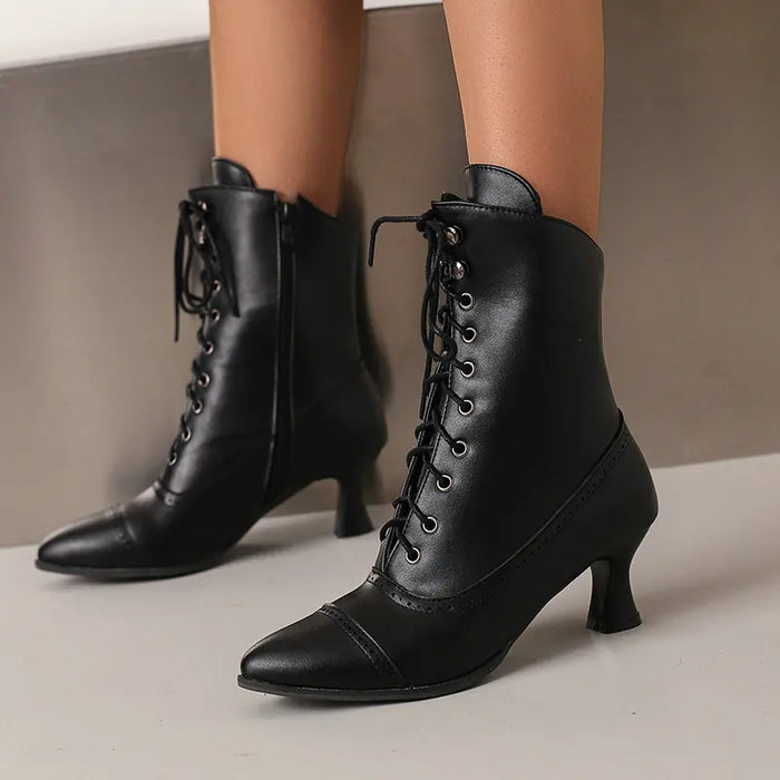 Lace-Up Ankle Boots Kitten Heel