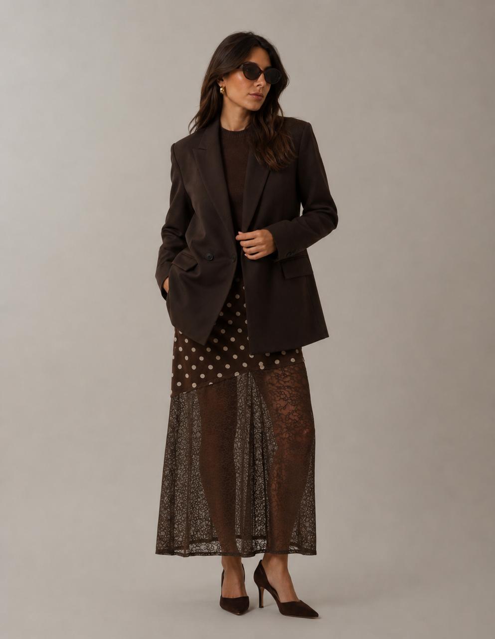 Rive Gauche Oversized Blazer in Deep Brown