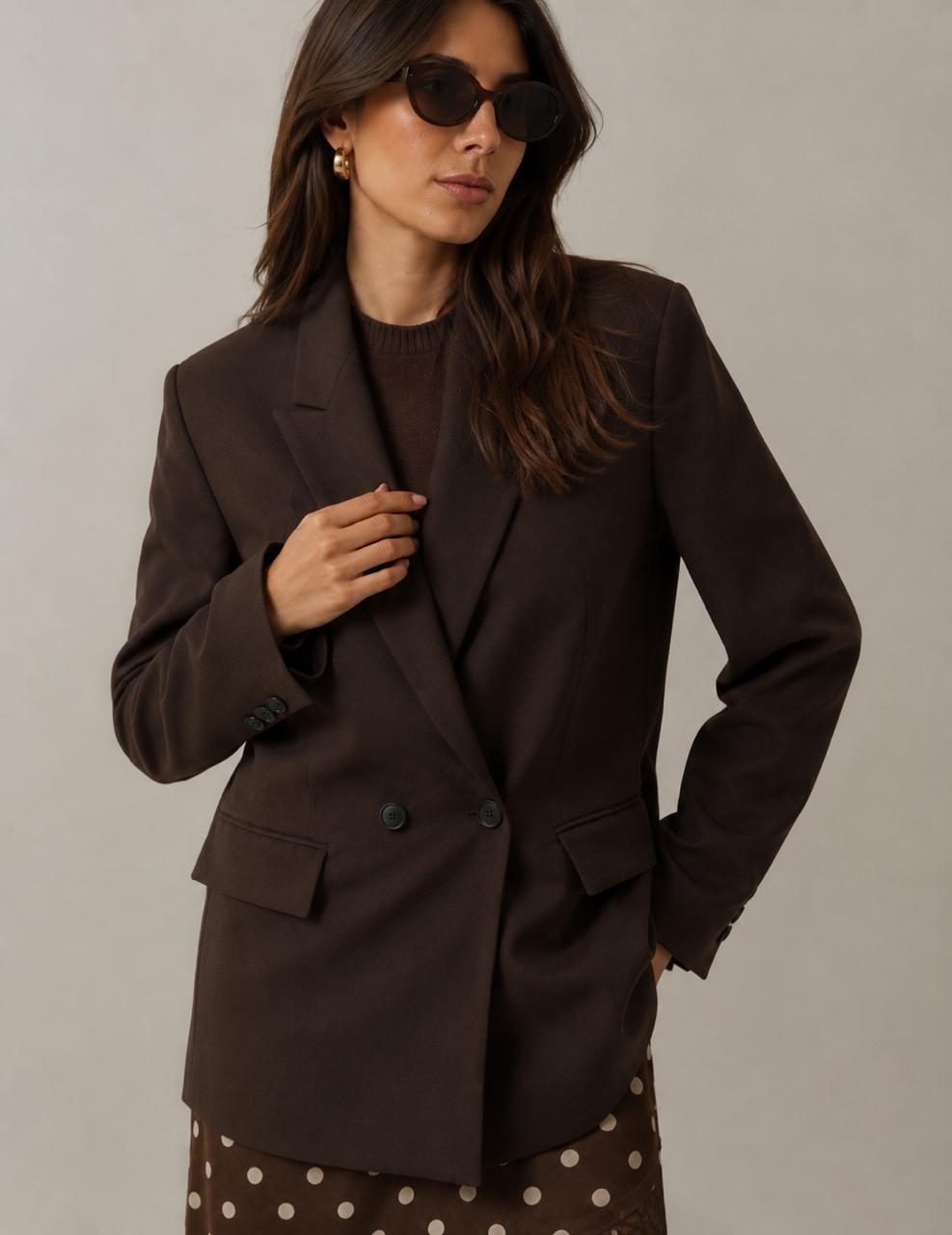 Rive Gauche Oversized Blazer in Deep Brown