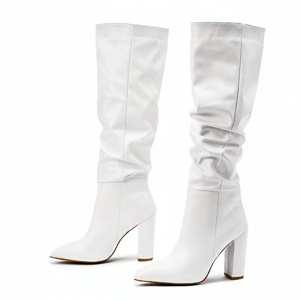 Slouch Knee Boots with Block Heel