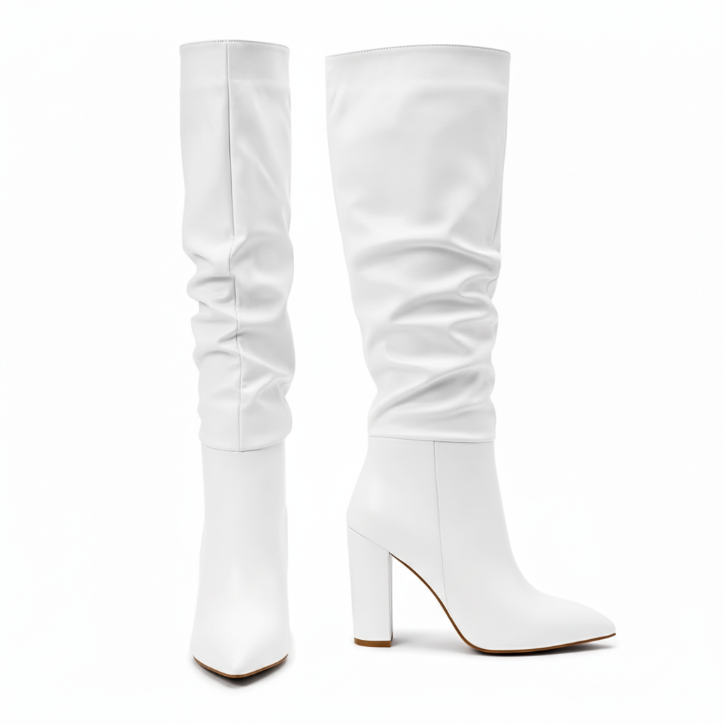Slouch Knee Boots with Block Heel