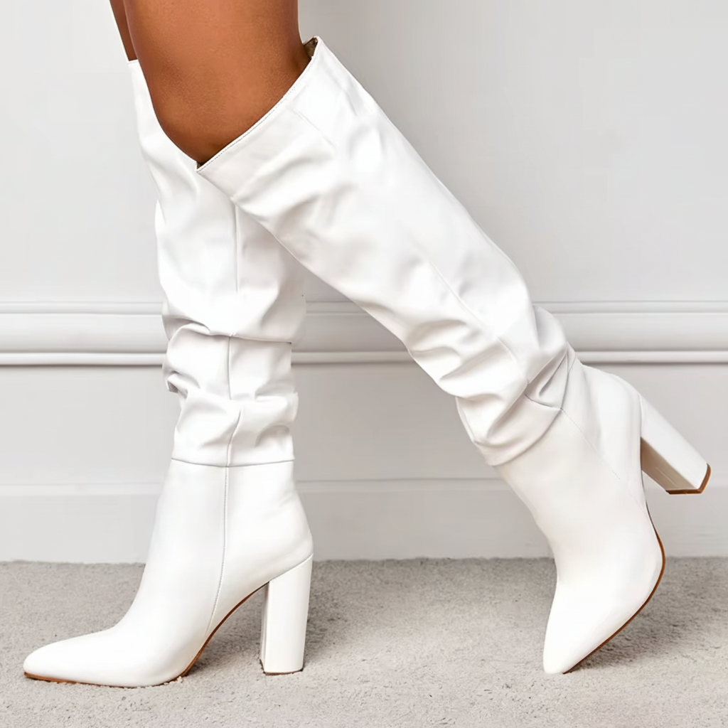 Slouch Knee Boots with Block Heel