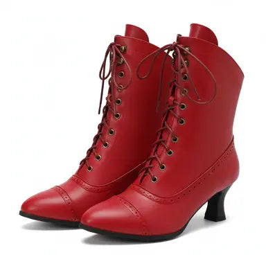 Lace-Up Ankle Boots Kitten Heel