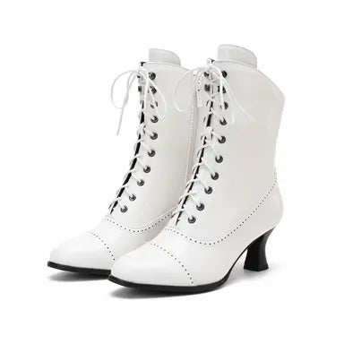 Lace-Up Ankle Boots Kitten Heel
