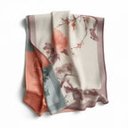 Oversized reversible printed shawl/blanket scarf with fringed hem