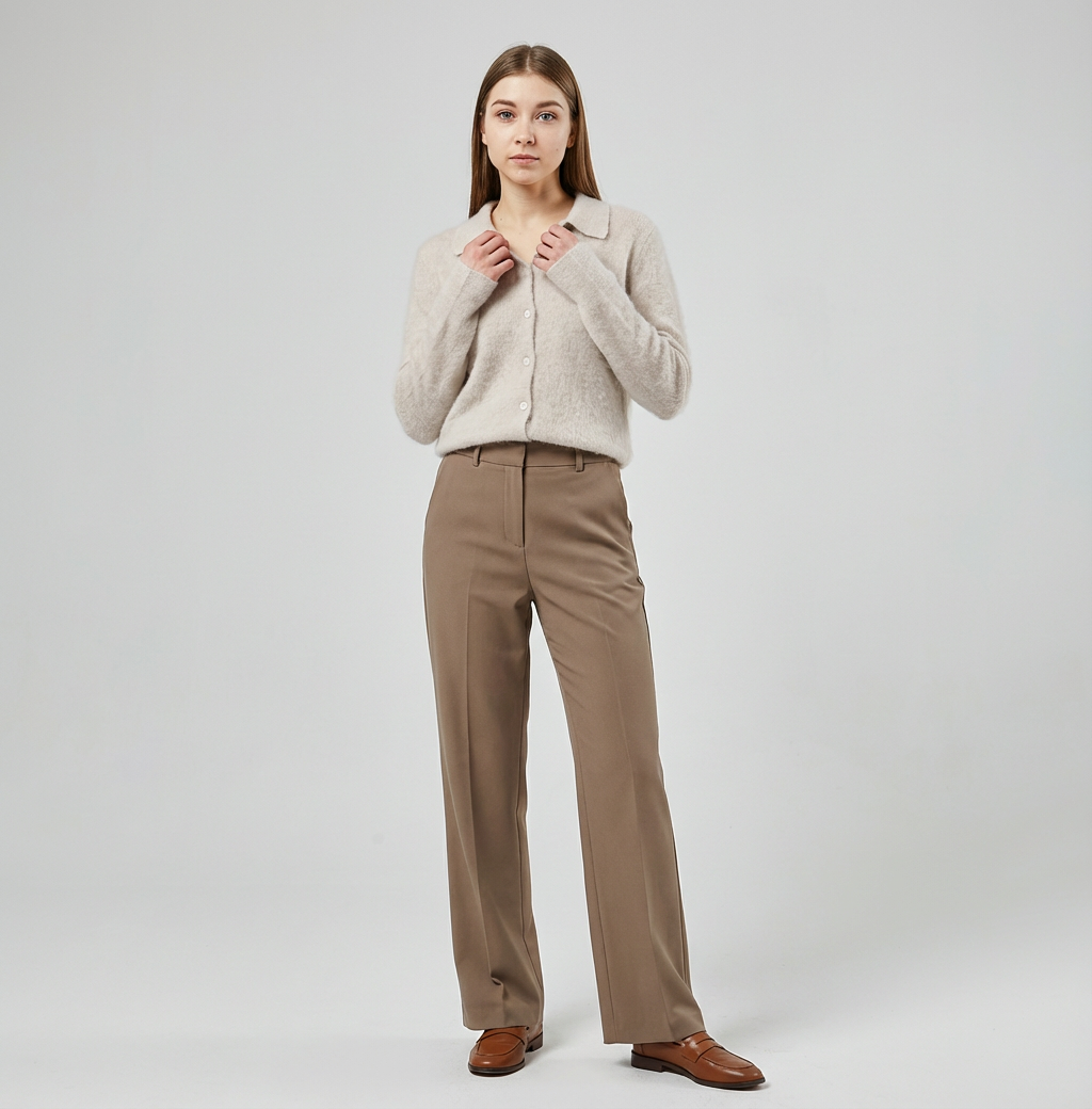 Alpaca‑Blend Collared Cardigan Chelsea