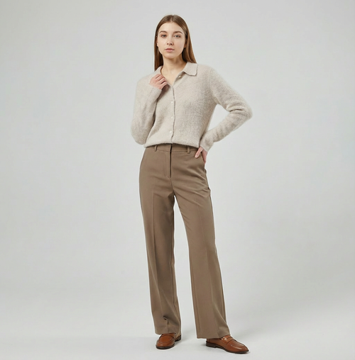 Alpaca‑Blend Collared Cardigan Chelsea