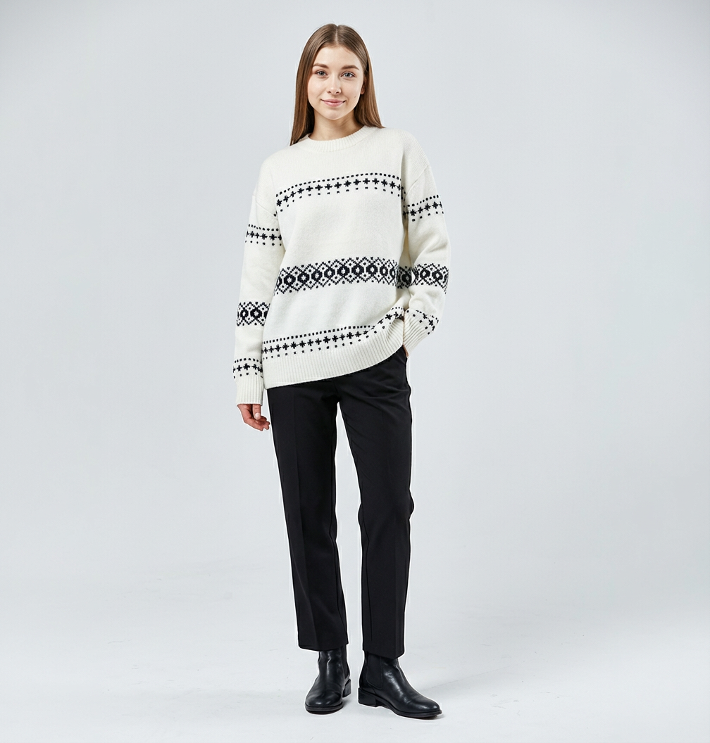 MaisonLorne™ Fair‑Isle Wool Crew Whitby