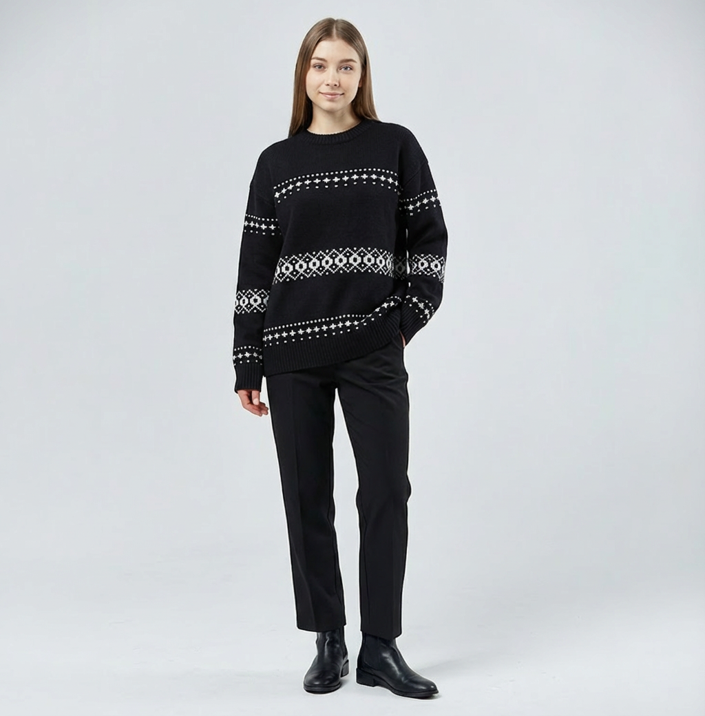 MaisonLorne™ Fair‑Isle Wool Crew Whitby