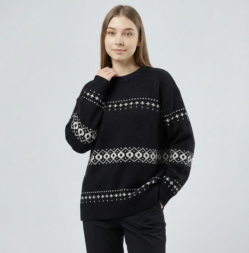 MaisonLorne™ Fair‑Isle Wool Crew Whitby