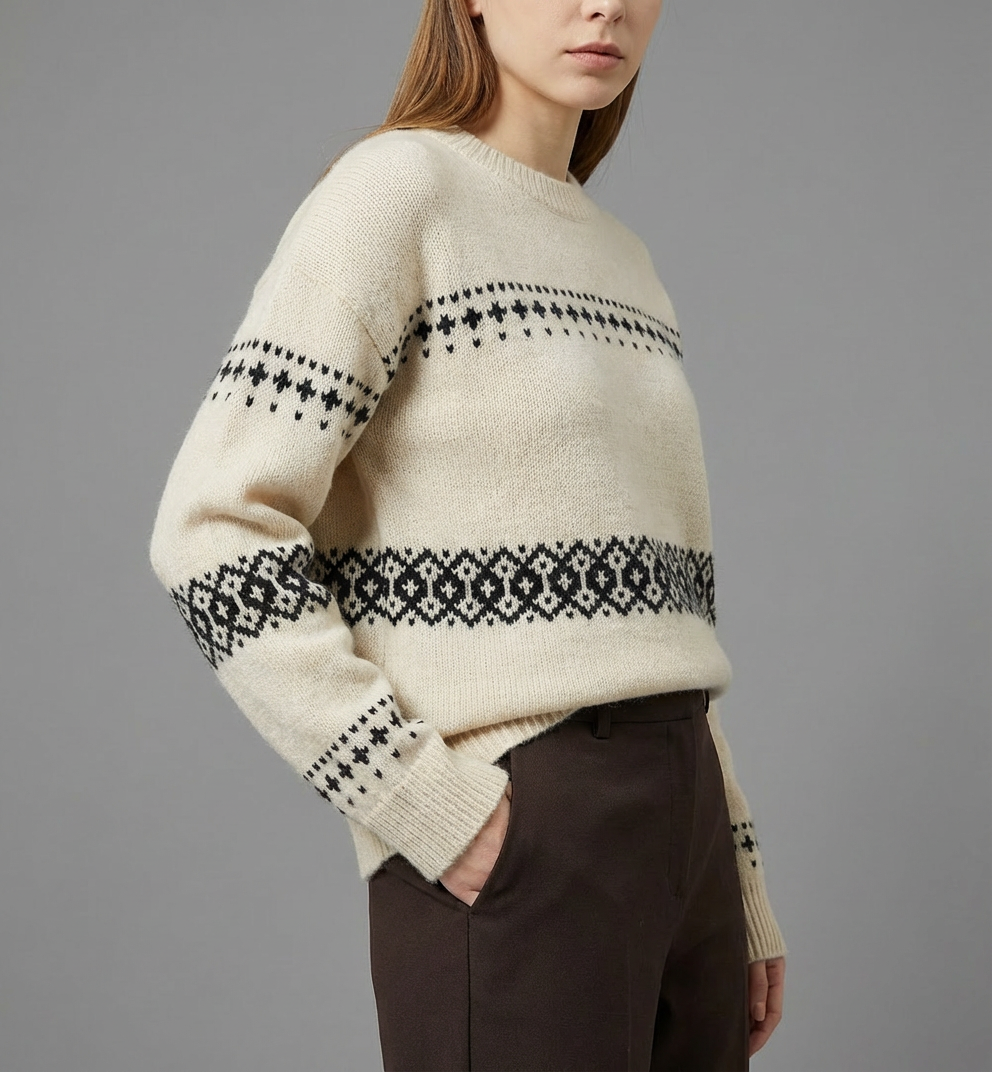 MaisonLorne™ Fair‑Isle Wool Crew Whitby