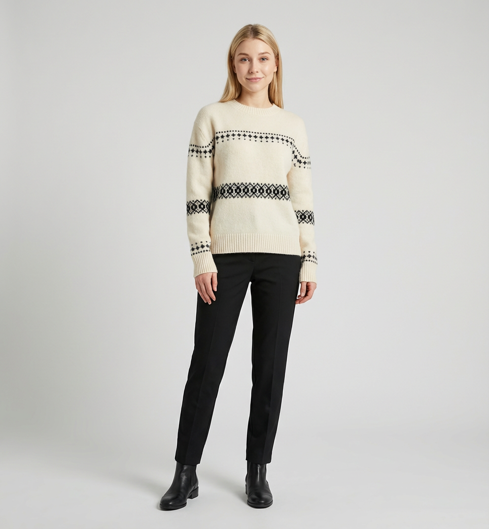 MaisonLorne™ Fair‑Isle Wool Crew Whitby