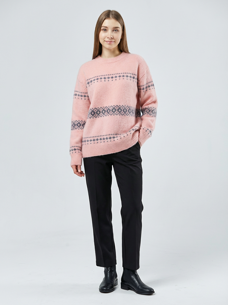 MaisonLorne™ Fair‑Isle Wool Crew Whitby