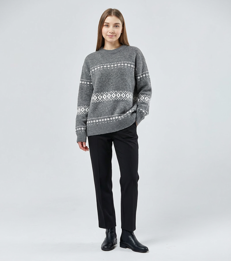 MaisonLorne™ Fair‑Isle Wool Crew Whitby