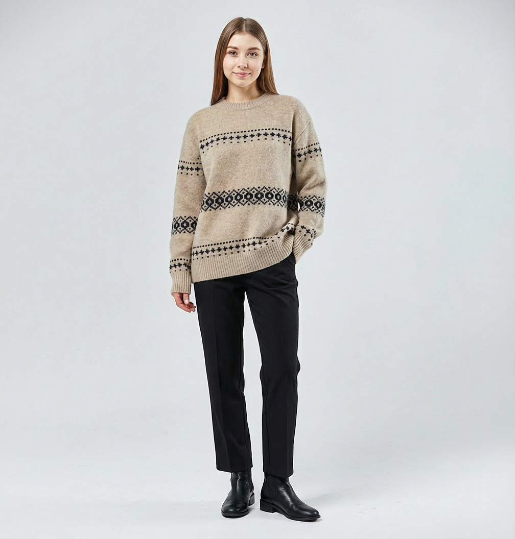 MaisonLorne™ Fair‑Isle Wool Crew Whitby