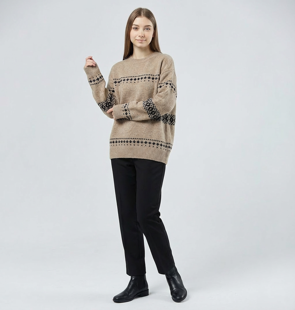 MaisonLorne™ Fair‑Isle Wool Crew Whitby
